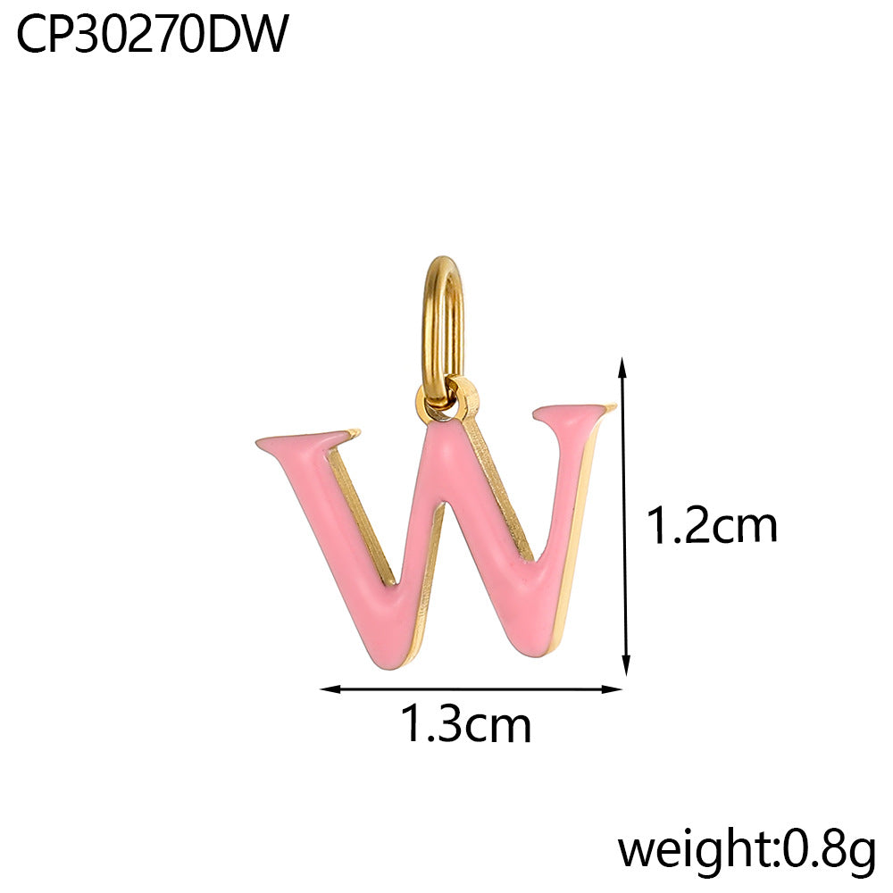 Wholesale Colorful 26 English letters oil-dripping stainless steel vacuum electroplating pendant