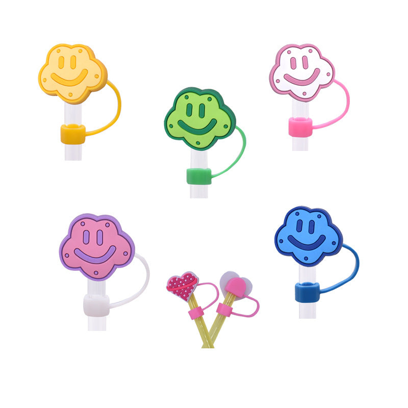 Wholesale Random 100pcs Cute food straw cover Straw Tube Cap