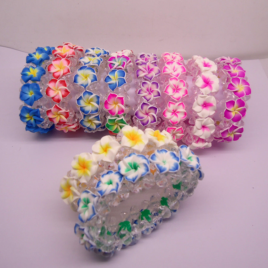 Wholesale  flower bracelet  wooden beads acrylic beaded bracelet