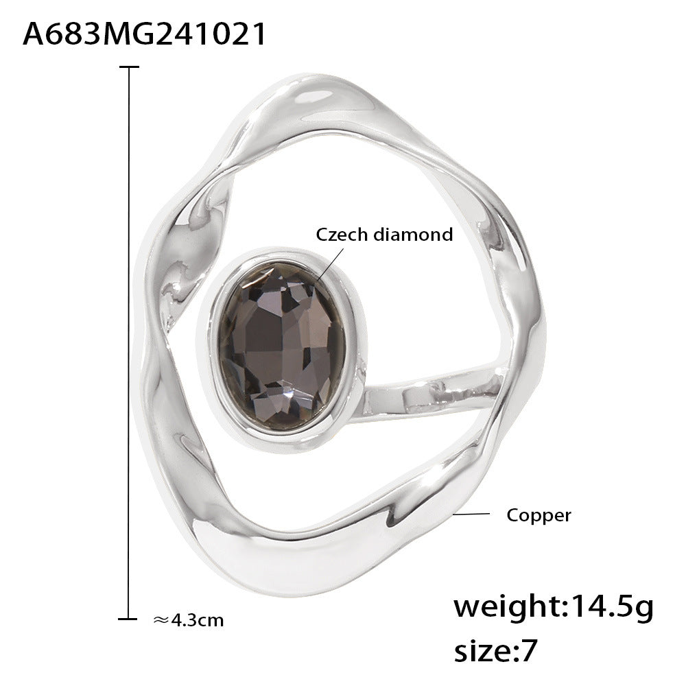 Wholesale big diamond shaped big round exaggerated ring