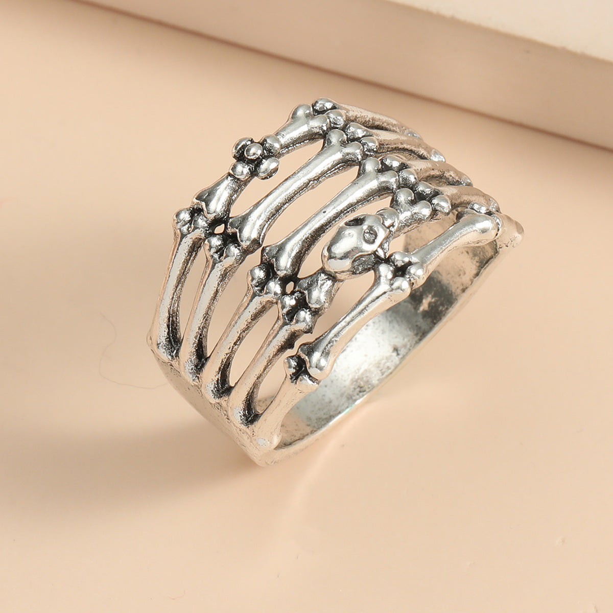 Wholesale Gothic Skull Ring Punk Exaggerated Alloy Open Ring