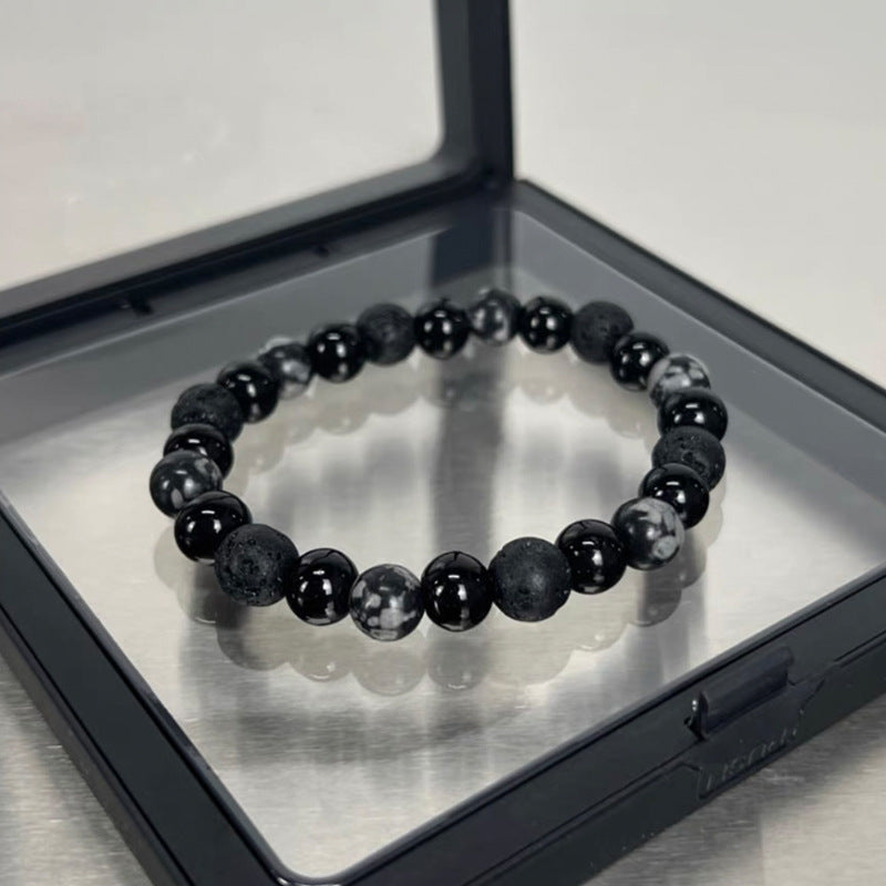 Wholesale Dark Style Obsidian Beaded Bracelet Natural Stone ACC-BT-NS002