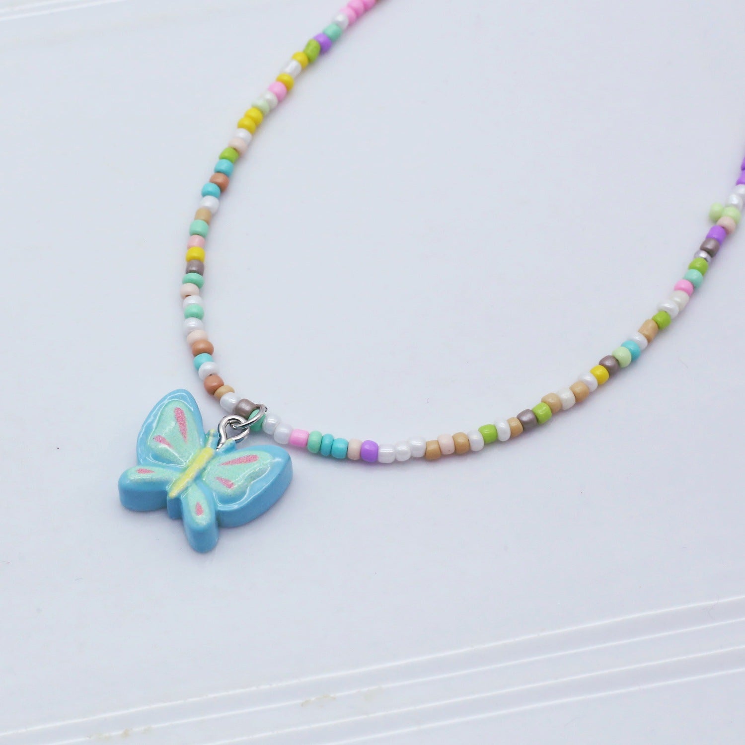 Wholesale  colorful butterfly flower clavicle chain necklace