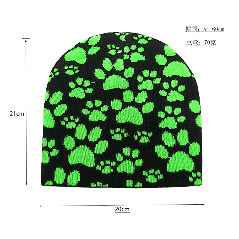 Wholesale Dog Claw Jacquard Wool Hat Beanie