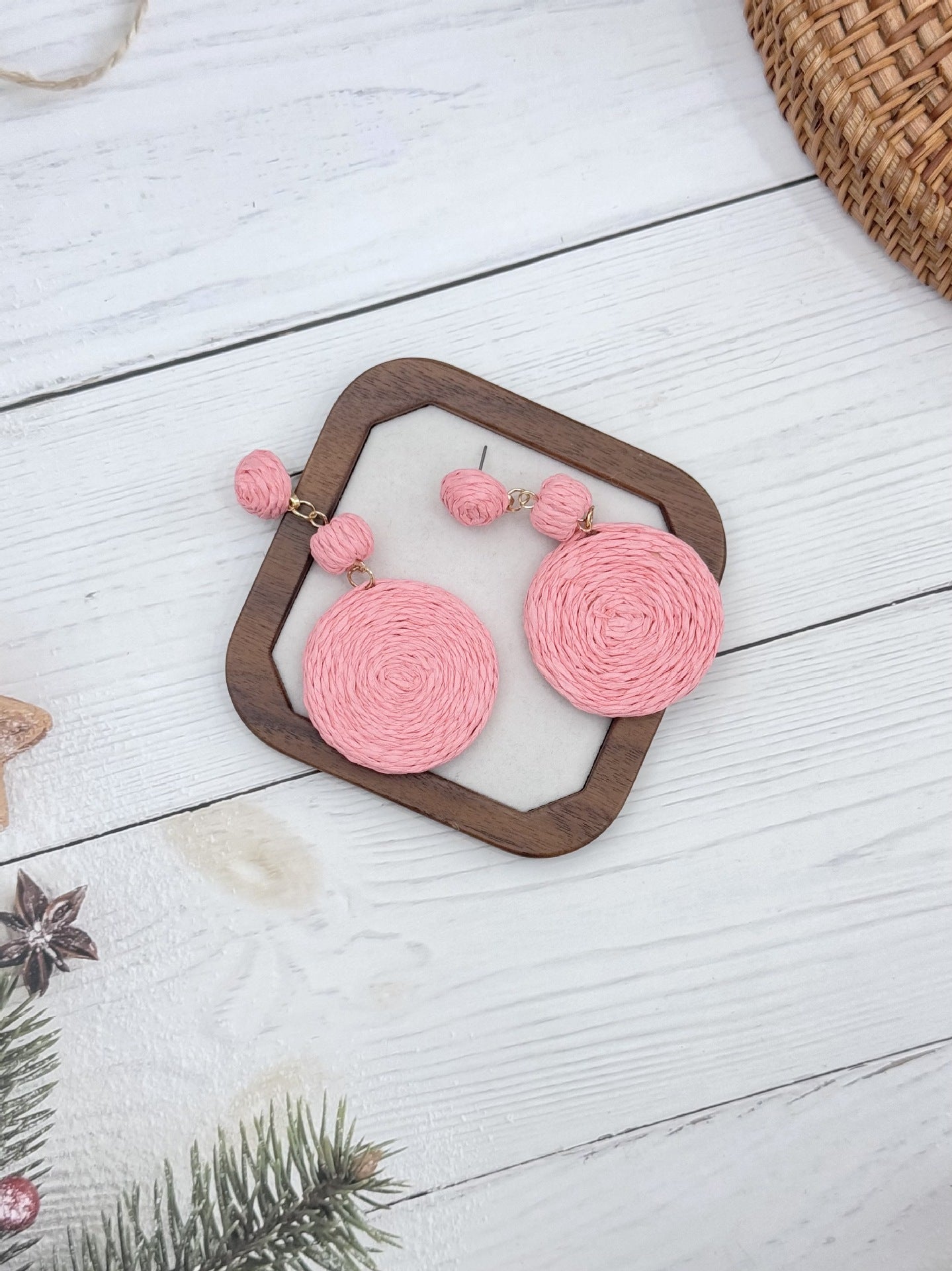 Wholesale  Ethnic Bohemian Beach Holiday Style Hand-woven Rafi Grass Long Earrings