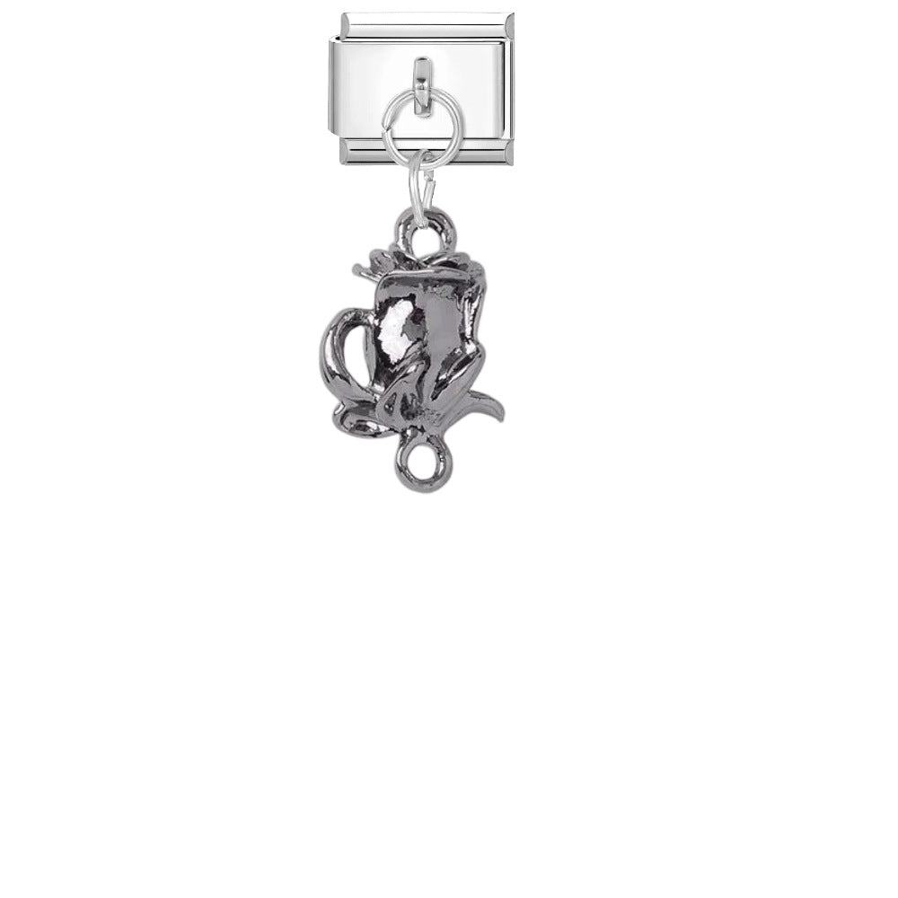 Wholesale Dark Punk DIY Bracelet Strap - Titanium Steel Black Cross Enamel,  Jewelry Accessory for Resale