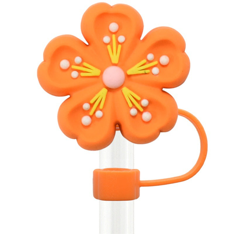 Wholesale   Random 100pcs three-dimensional flower 10mm PVC Soft Straw Tube Cap