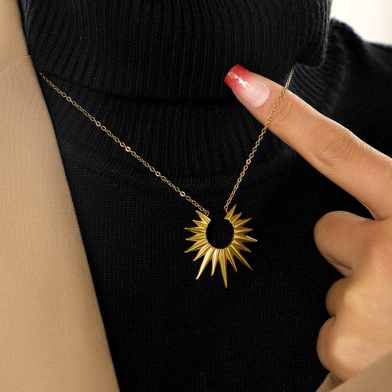 Wholesale Stainless steel light luxury Sun Necklace