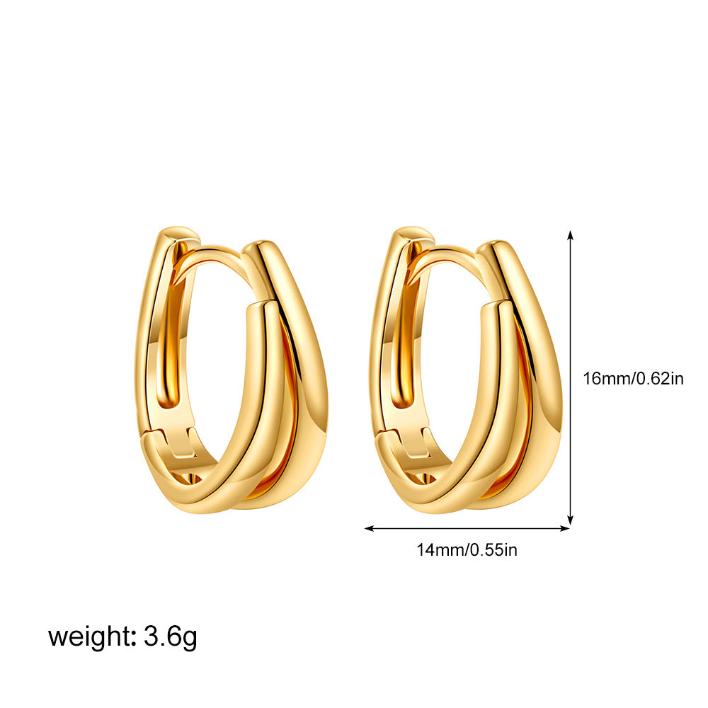 Wholesale  U-shaped 18K gold and silver double color earrings