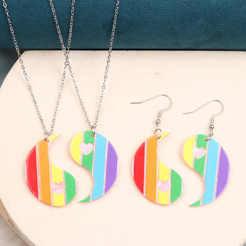Wholesale Rainbow Love Gossip Acrylic Earrings ACC-ES-DA004
