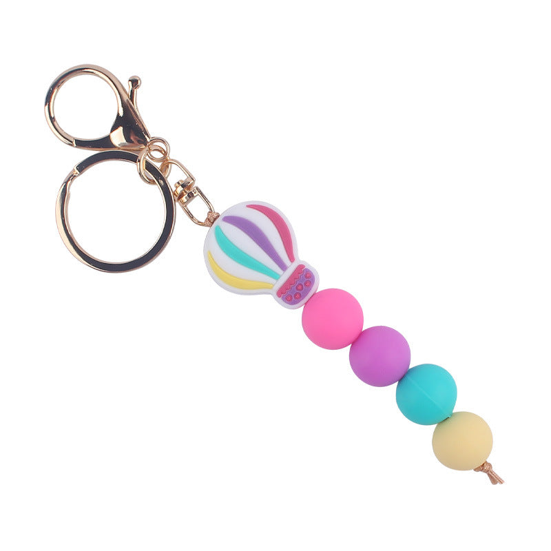 Wholesale Korean Style Pink Silicone Cartoon Hot Air Balloon Keychain Bag Charm Gift