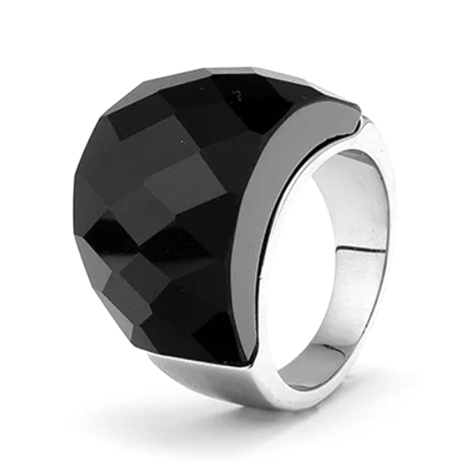 Wholesale Exaggerated Multi-color Translucent Gemstone Titanium Steel Ring ACC-RS-Hait002