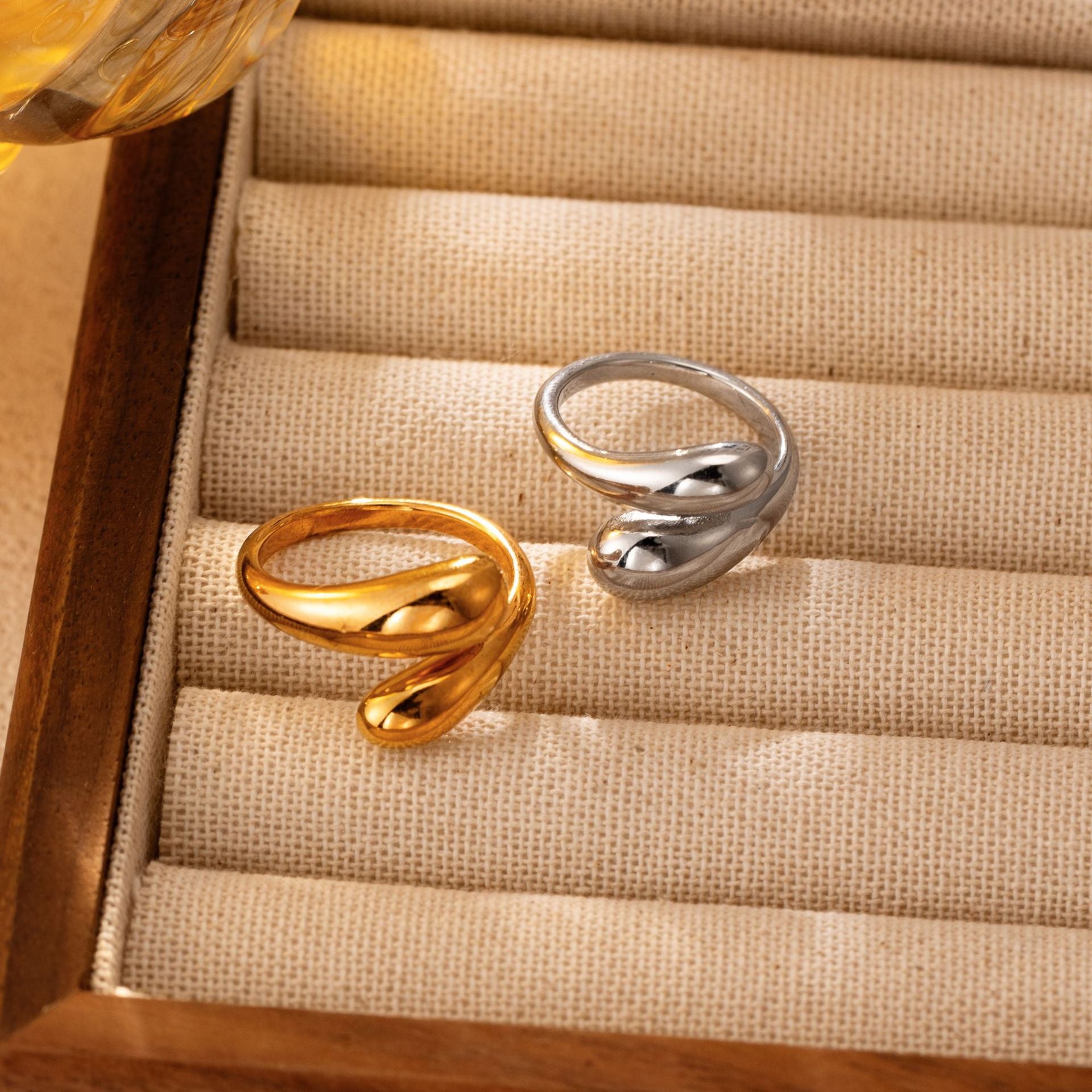 Wholesale Electroplated Stainless Steel Irregular Adjustable Ring,  Trendy Fashion Accessory Gift