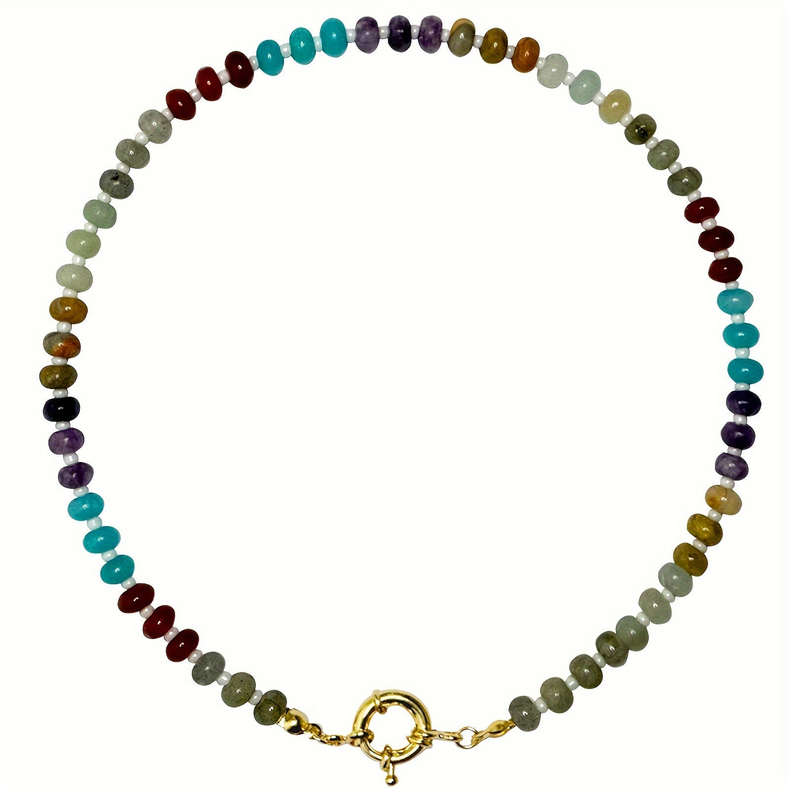Wholesale Bohemian Style Mixed Color Natural Stone Abacus Beads  Necklace Clavicle Chain