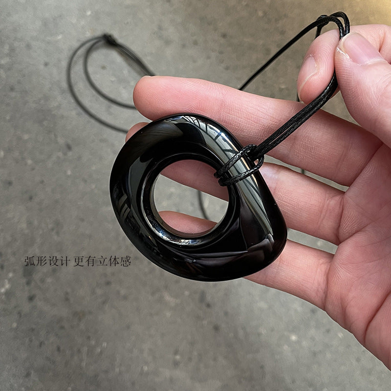 Wholesale 50mm obsidian necklace sweater chain