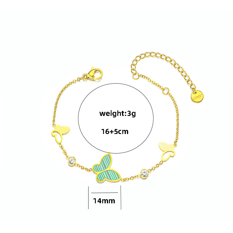 Wholesale Titanium Steel Bracelets Hollow Mother-of-Pearl Butterfly Bracelets ACC-BT-Kouz001