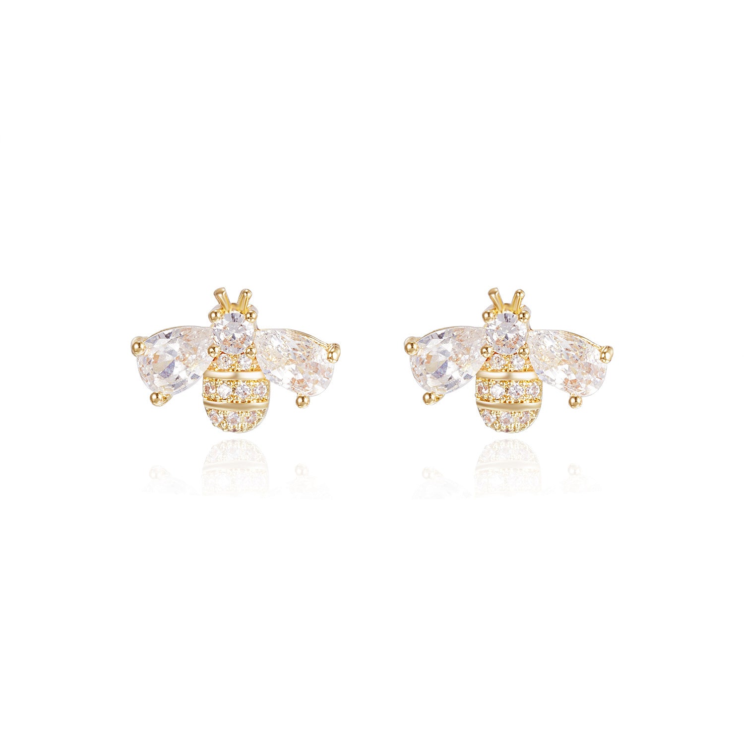 Wholesale S925 silver needle zircon bee stud earrings