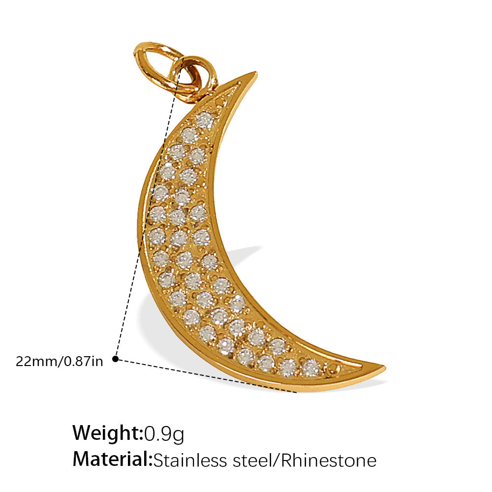 Wholesale Diamond-Encrusted Star and Moon Titanium Steel Pendant Accessories
