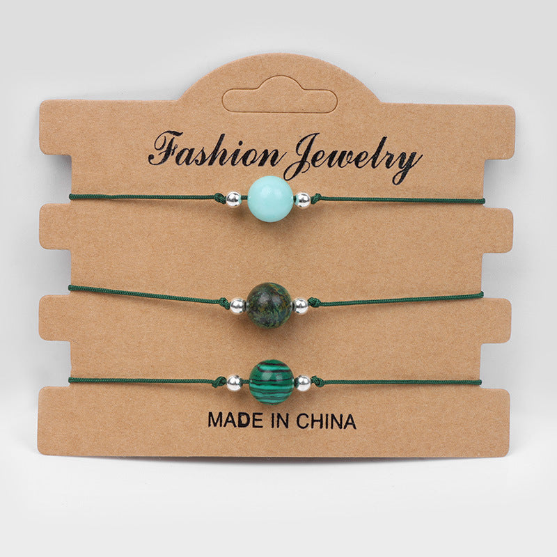 Wholesale Handmade Natural Agate Stone Woven Rope Unisex Couple Bracelet Stylish Fashion Accessory Boutique Gift