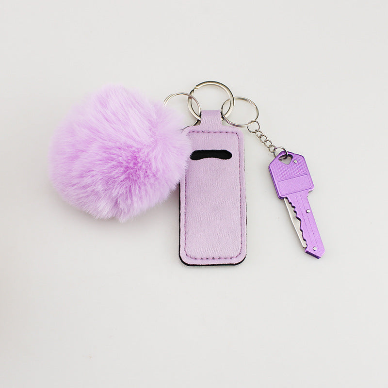 Wholesale Fur Ball Lipstick Set Folding Keychain ACC-KC-TMS008