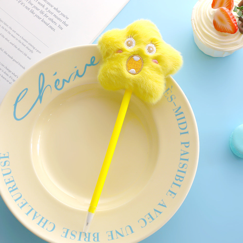 Wholesale Creative Five-pointed Star Plush Animal Ballpoint Pen