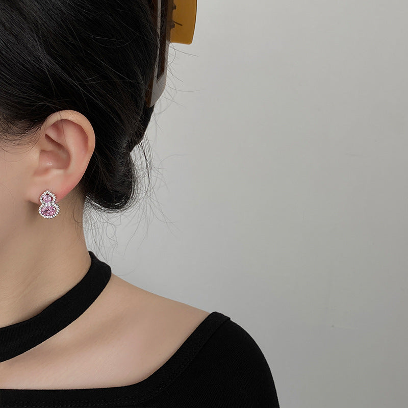 Wholesale Micro-Inlaid Zirconia Gourd New Chinese Style Earrings ACC-ES-NingKa010