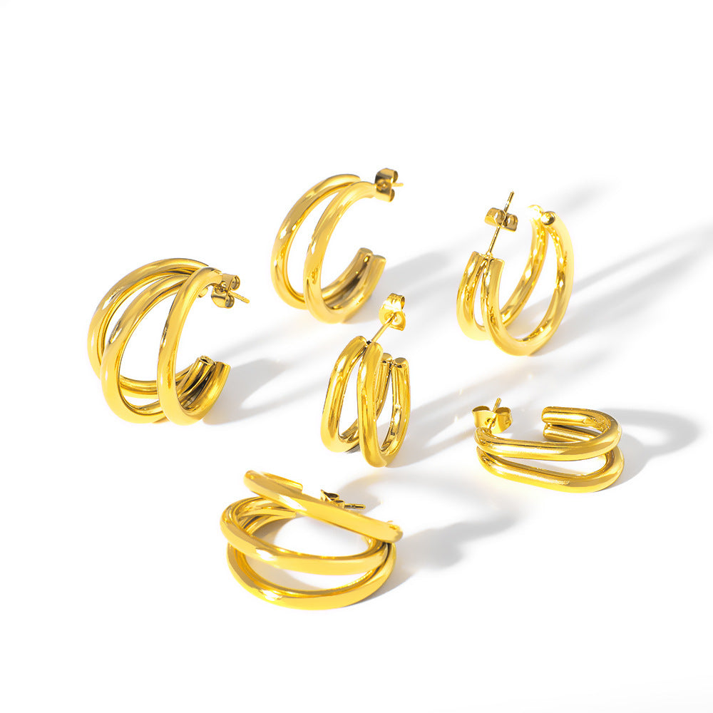 Großhandel C-formed Hohlhaken übertriebene Klaue 18K Gold Edelstahlohrringe