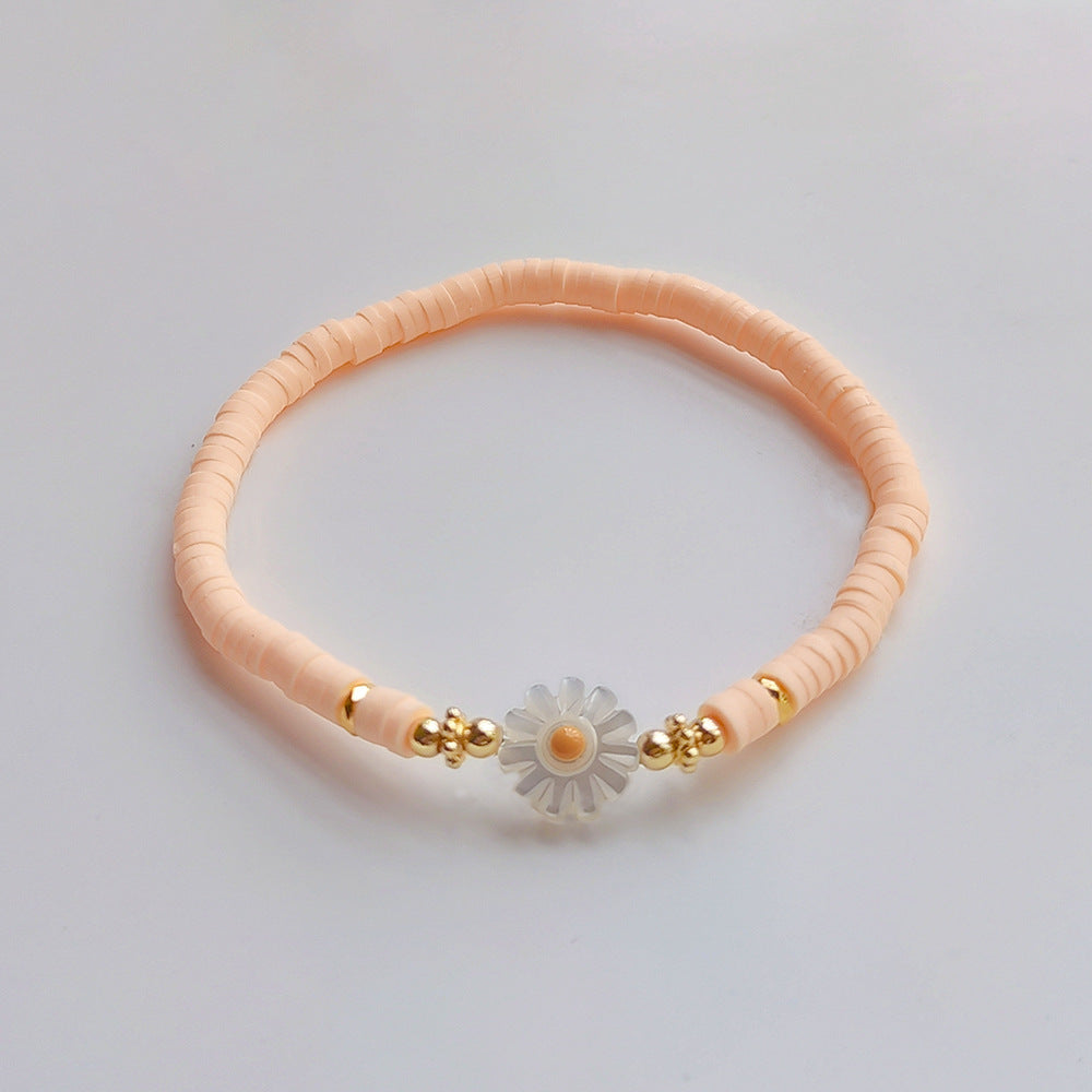 Wholesale bohemian soft clay elastic rope beaded daisy bracelet ACC-BT-Qiqi006
