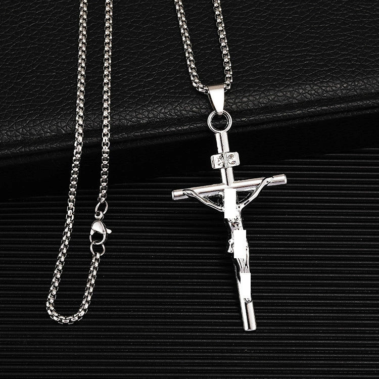 Wholesale Titanium Steel  Cross Necklace  Hip-Hop All-Match Pendant Necklaces