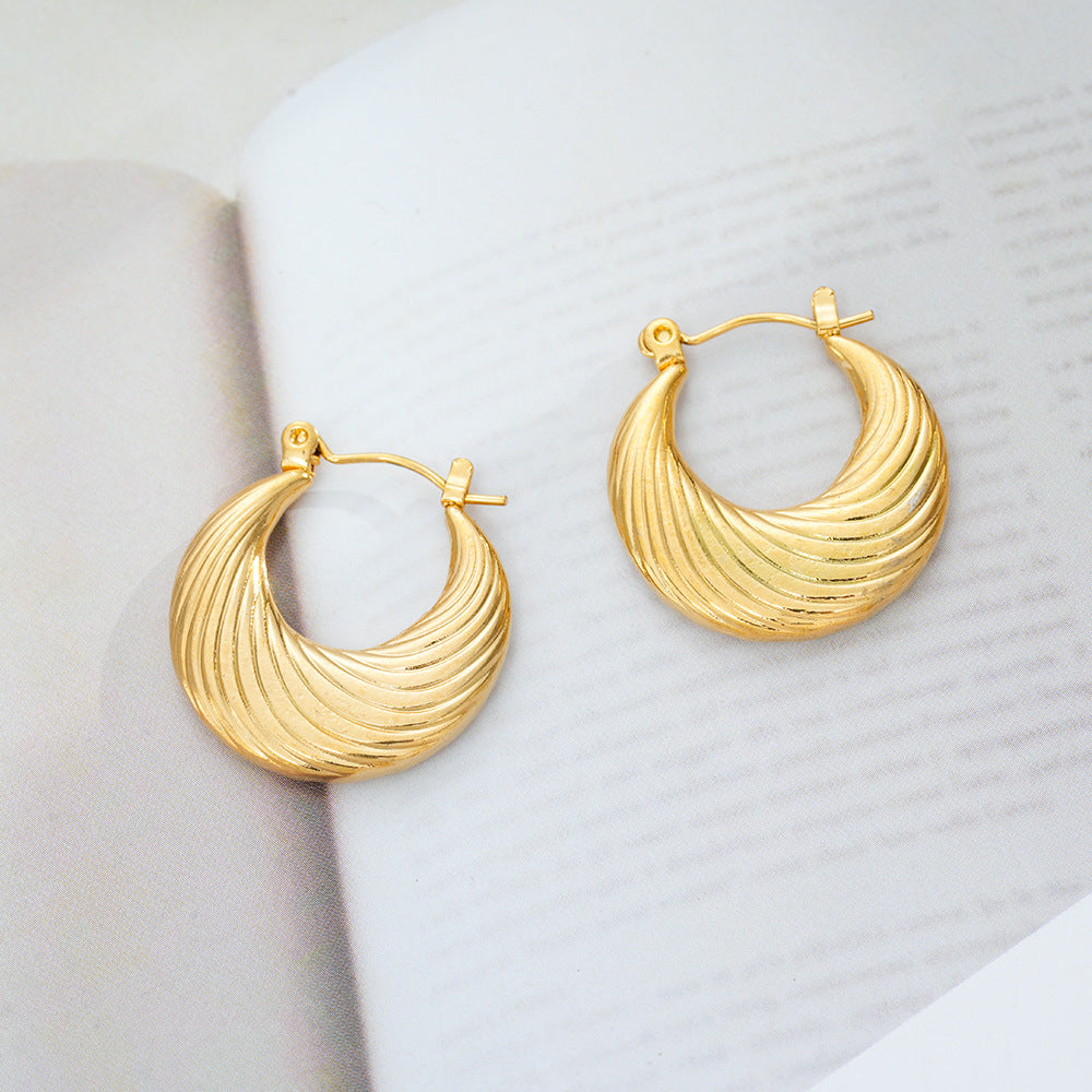 Wholesale Geometric 18K Gold Plated Titanium Steel Earrings - Chic Fashion Accessory for Women,  Gift or Boutique Resale