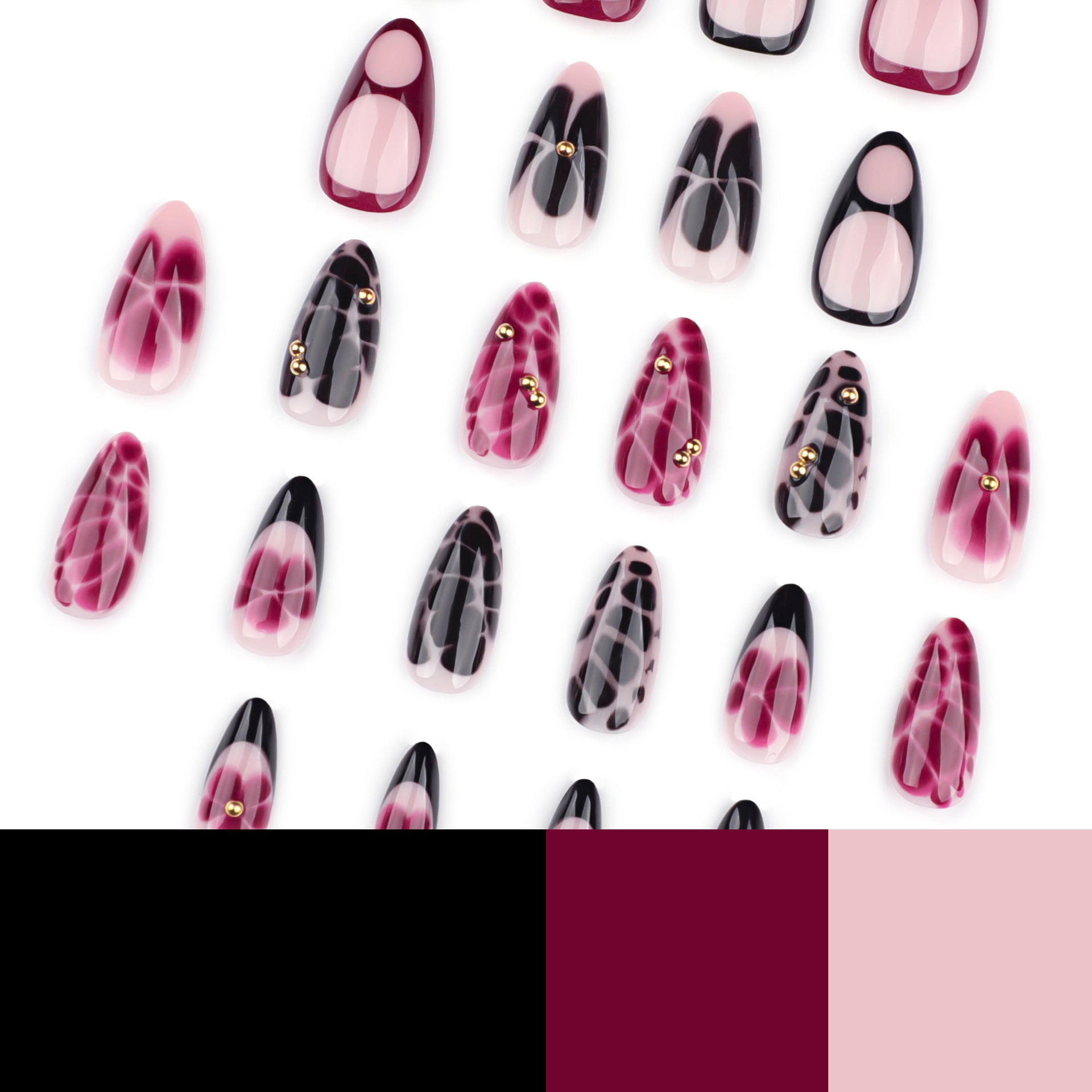 Wholesale 24 Pieces/box Vintage Flower Nails Kits Nail Stickers