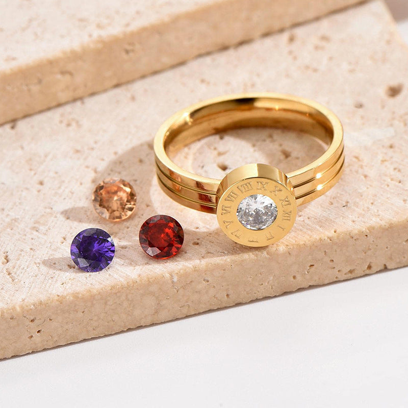 Wholesale Stainless steel ring with zircon setting