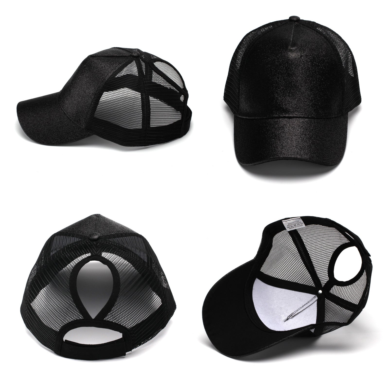 Wholesale Ponytail Cap Glitter Baseball Net Cap Peaked Cap ACC-HT-JingHong003
