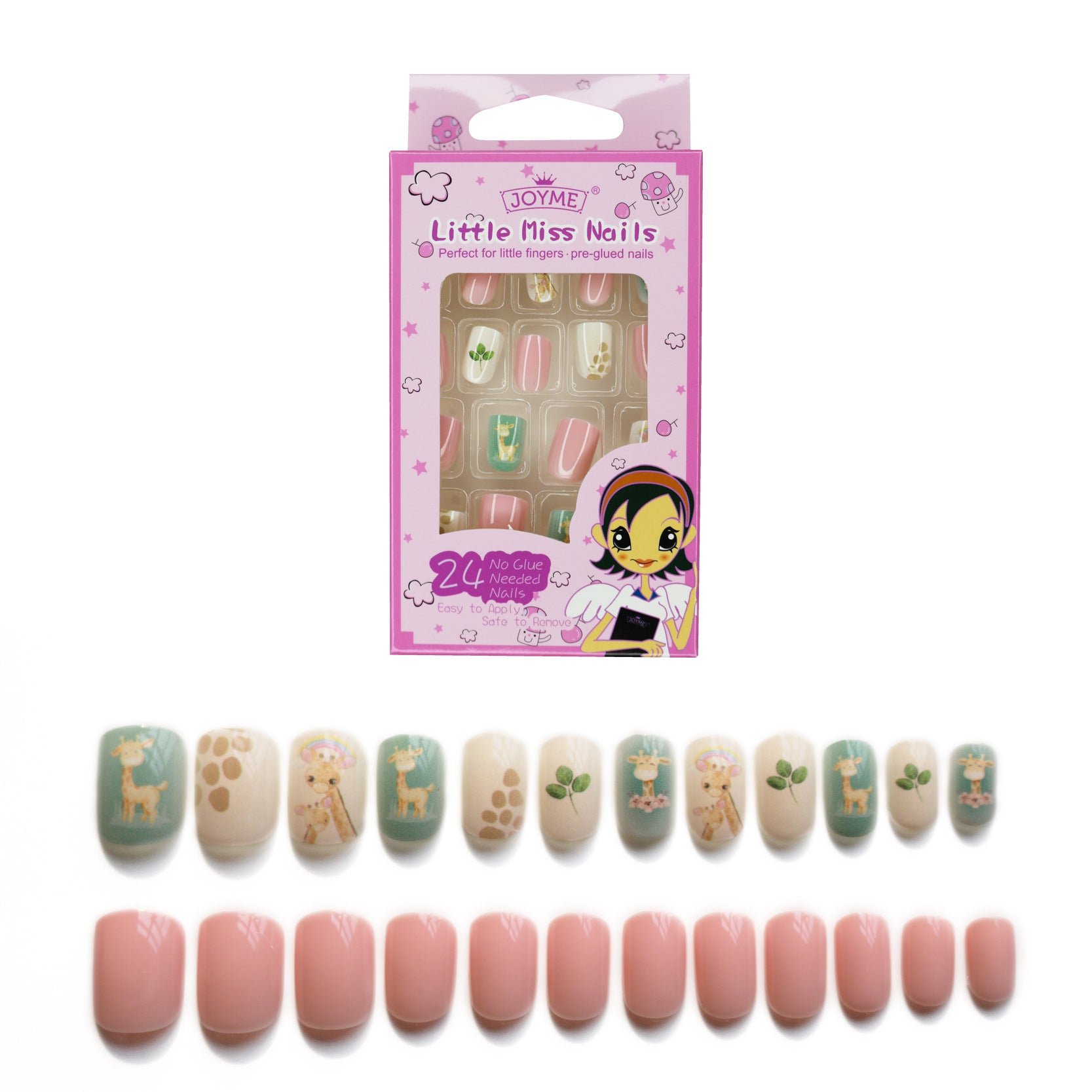 Wholesale Children's Press on Nails Kits 24 Solid Color Back Glue Nail Art Pieces ACC-NS-XKQ004