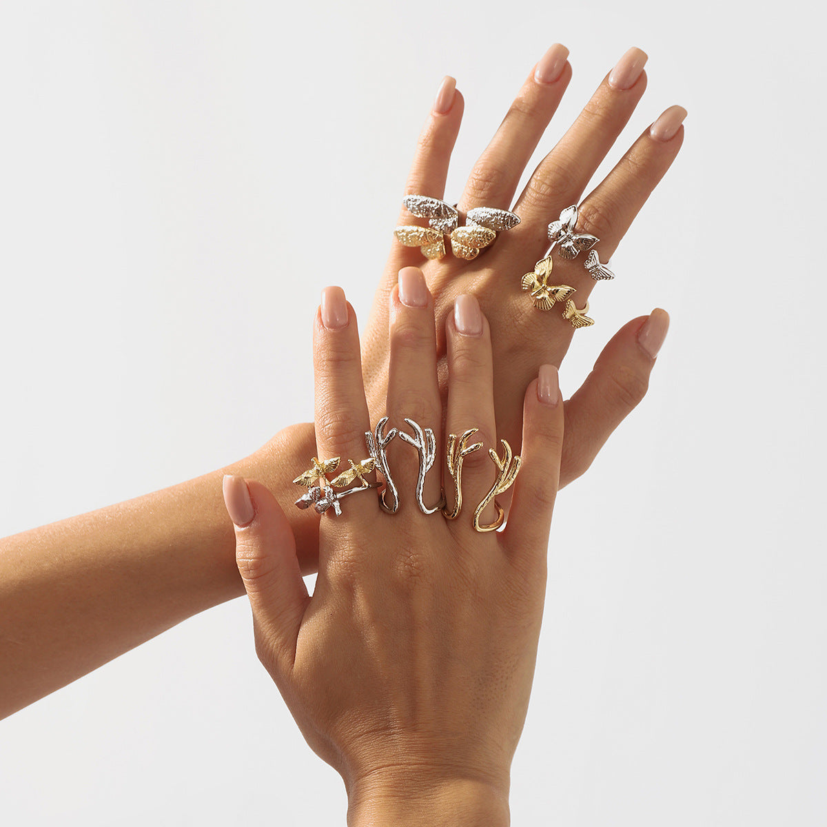 Wholesale Exaggerated  Design Antler Wings Opening Ring Two-piece Simple  Ring