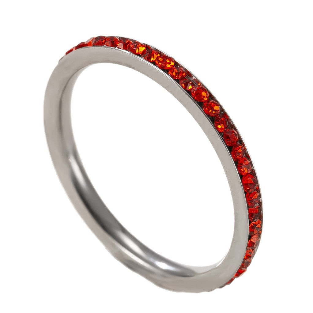 Wholesale Stainless Steel 2Mm Colored Diamond Couple Ring Chic Geometric Unisex Jewelry Accessory Gift