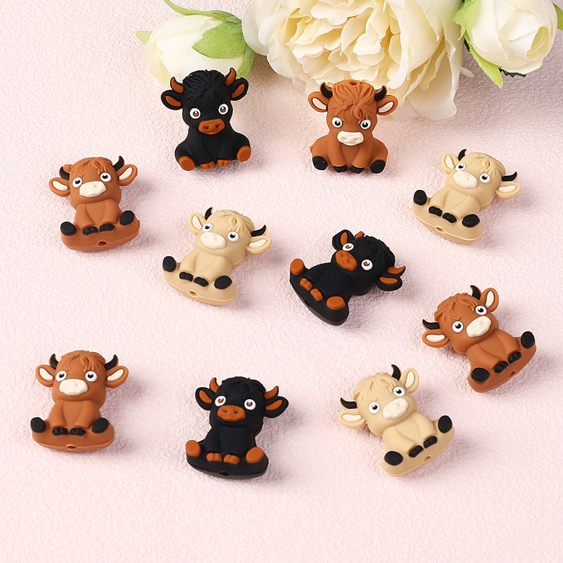 Wholesale 20pcs Animal Highland Cattle Focal Beads DIY Bead Accessories