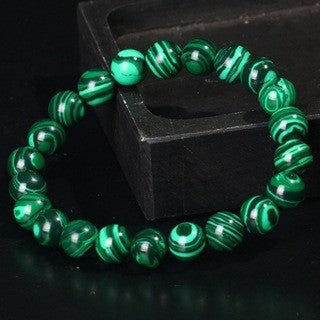 Wholesale  8mm dumb black frosted stone malachite couple bracelet