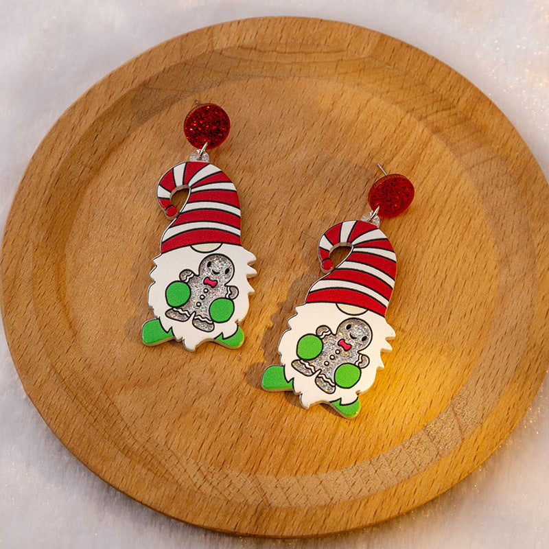 Wholesale Christmas Acryllic Card Claus Santa Earrings ACC-ES-MDD069