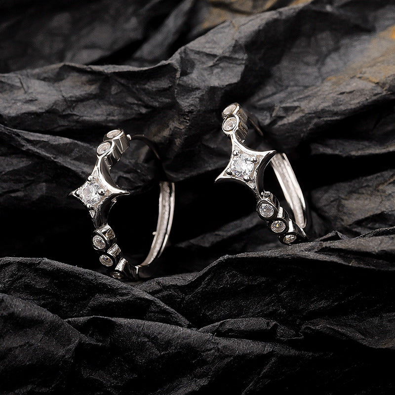 Wholesale 925 Silver Star Earrings For Women Chic Rhinestone Geometric Stud Earrings Fashion Jewelry Accessory Boutique Resale