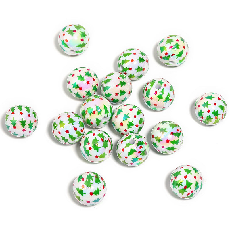 Wholesale 100pcs Five-pointed Star Christmas Tree Printed Acrylic Beads Diy Accessories ACC-BDS-BLG137