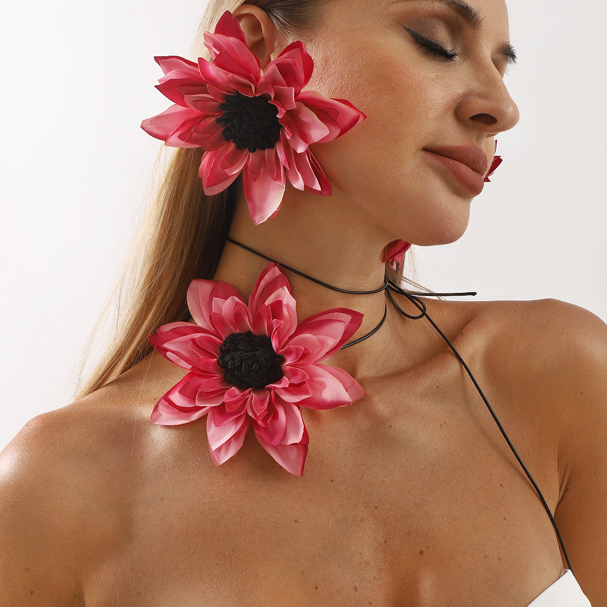 Wholesale Exaggerated Multi-Layered Colorfulful Flowers Casual Style Necklace