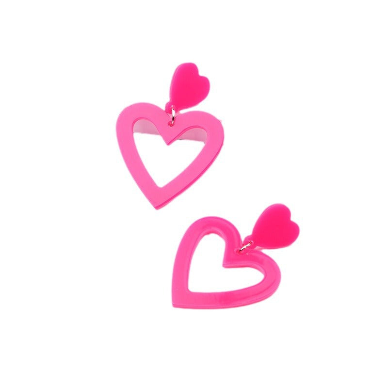 Wholesale Retro 12-Color Heart Large Drop Earrings