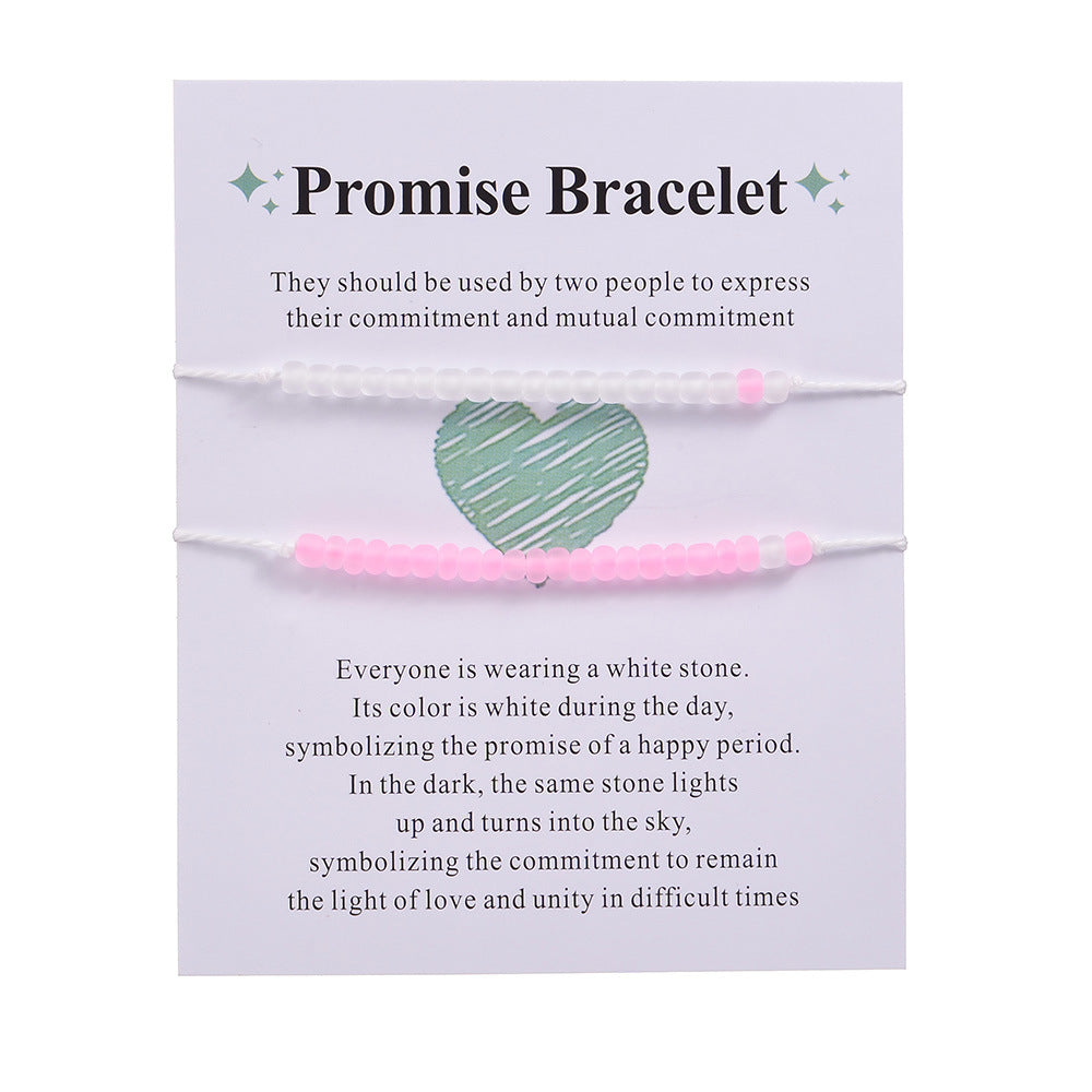 Wholesale Luminous Rice Beads Braided Adjustable Women's Card Bracelet