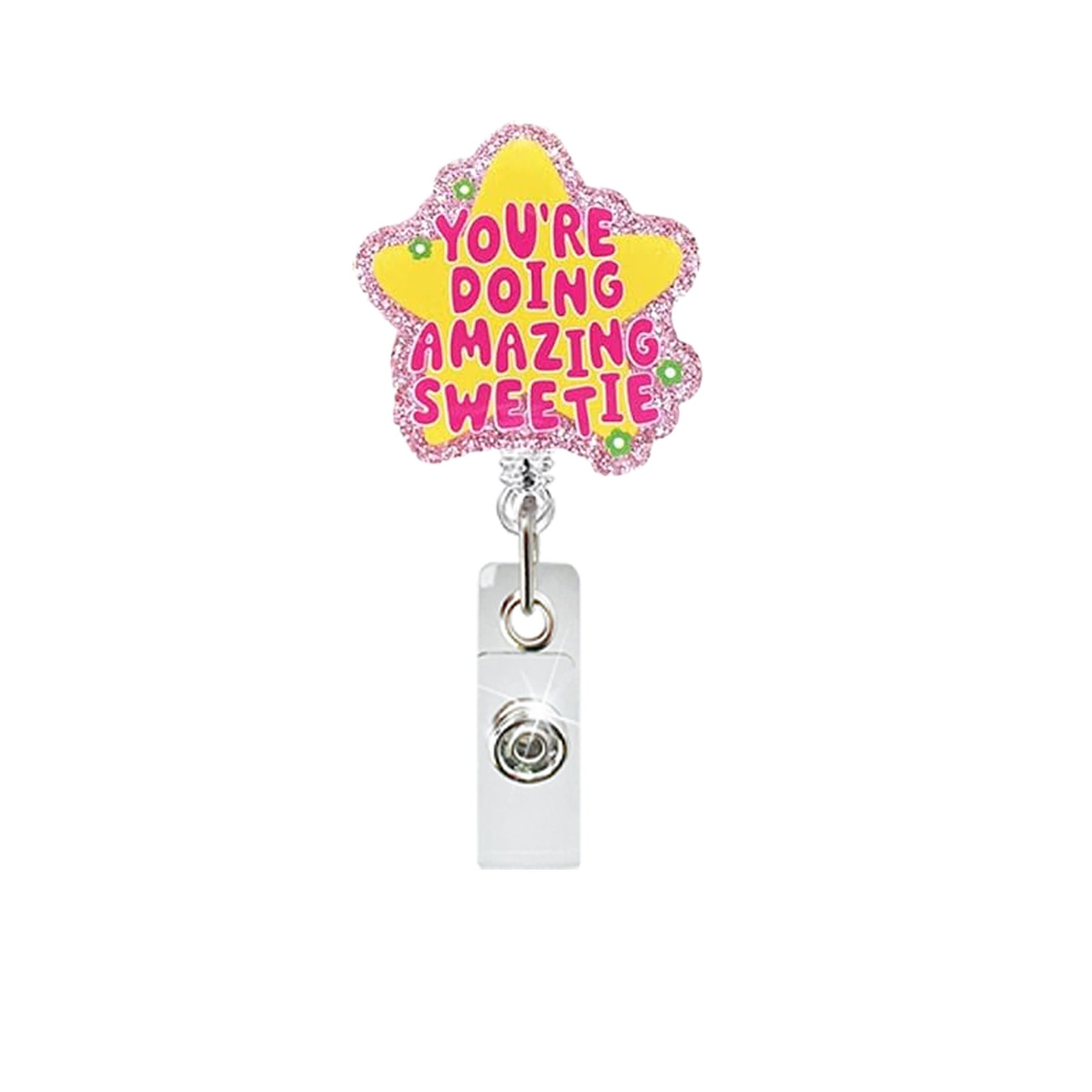 Wholesale Fun Cartoon Acrylic Badge Reel Retractable ID Card Holder Keychain Accessory