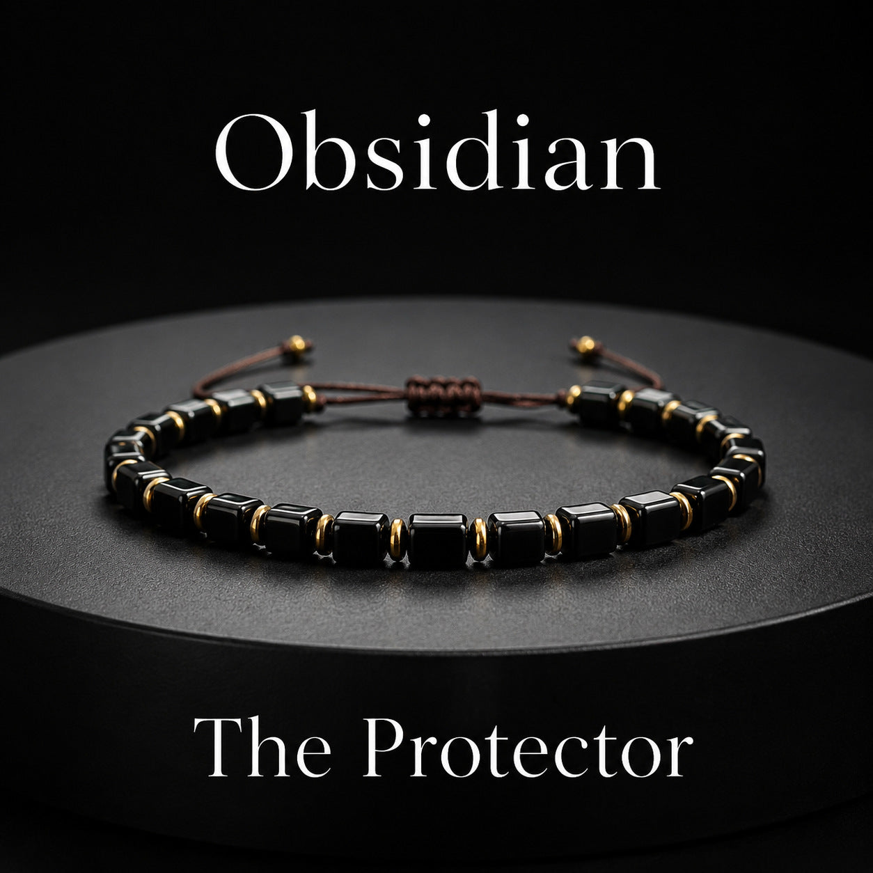 Wholesale Handmade Obsidian Adjustable Bracelet Natural Stone Jewelry Accessory for Everyday Wear