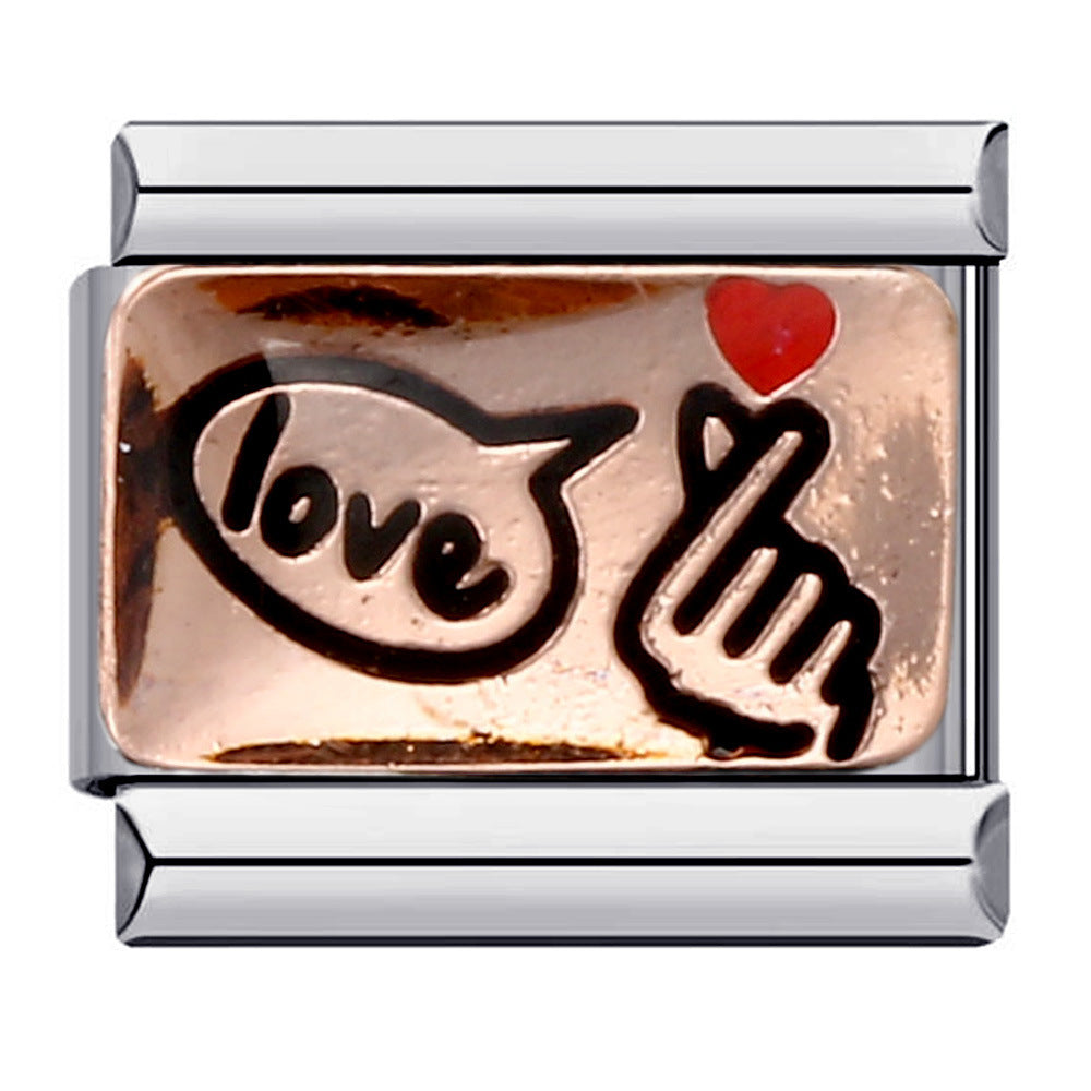 Wholesale Italian Charm Bracelet 9mm DIY Splicing Removable English Combination Stainless Steel Composable Bracelet