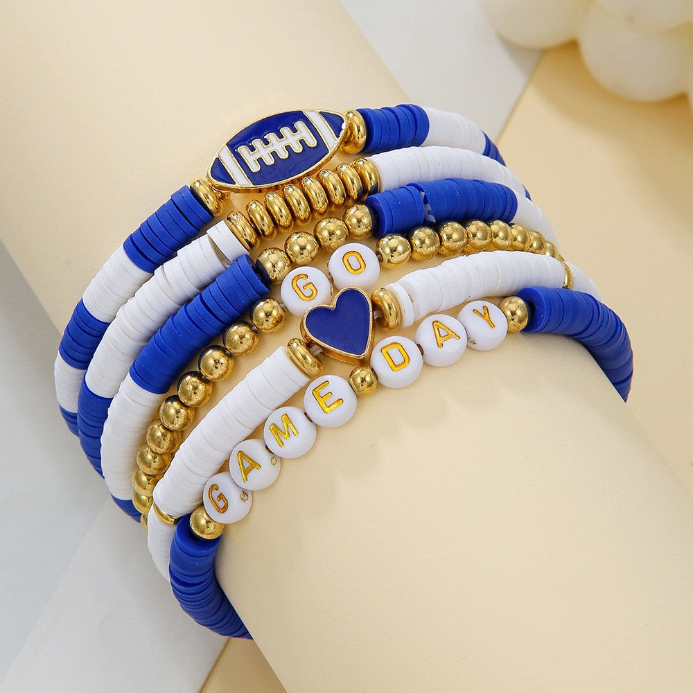 Wholesale rugby bracelet set  sporty and unique letter bracelet