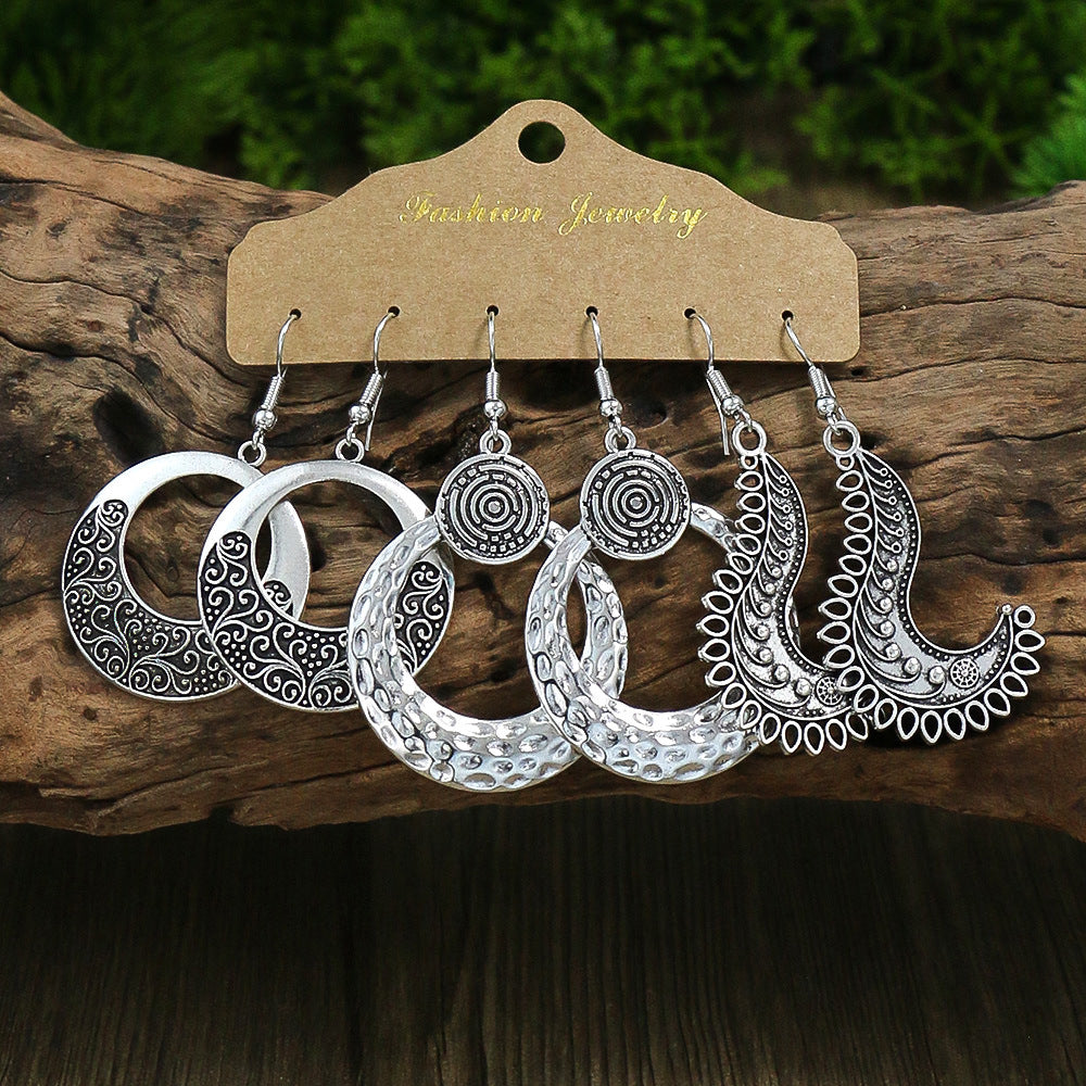 Wholesale Retro Geometric Alloy Earrings Ethnic Style Party Wear Fashion Accessory