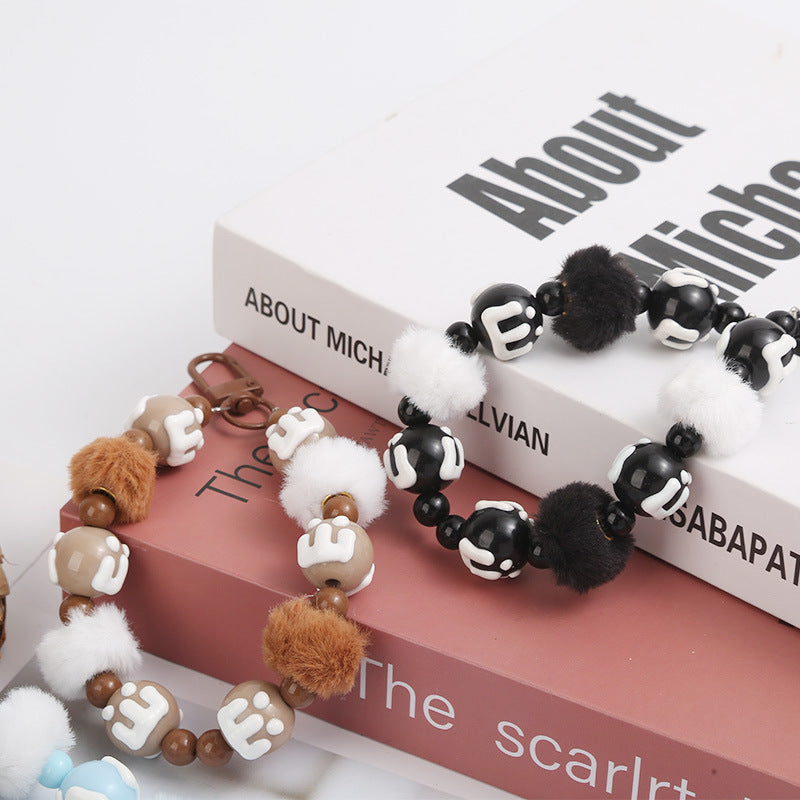 Wholesale creative letter beaded keychain